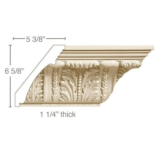 X-Large Acanthus Leaf (Repeats 10 1/4), 8 1/2" w x 1 1/4" d Cornice Mouldings White River Hardwoods