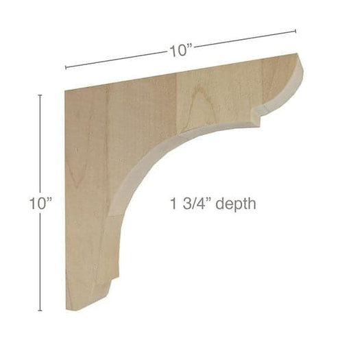 Classic Overhang Bar Bracket Corbel, 1 3/4"w x 10"h x 10"d Carved Corbels White River Hardwoods