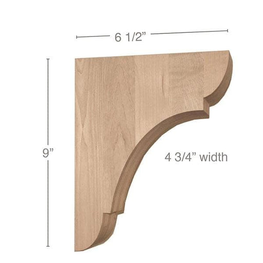 Classic Medium Bar Bracket Corbel, 4 3/4"w x 9"h x 6 1/2"d Carved Corbels White River Hardwoods