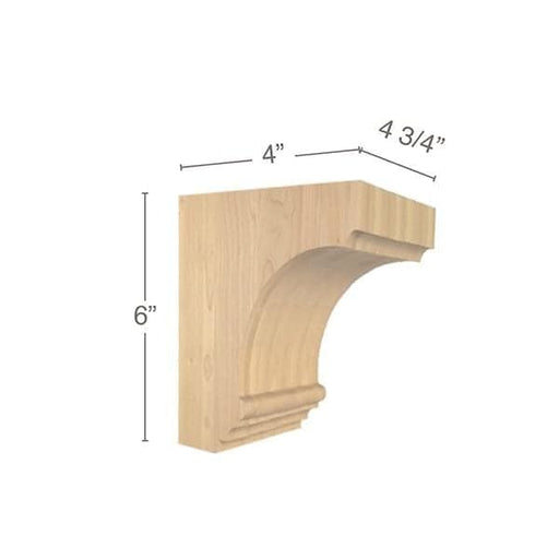 Cavetto Extra Small Bar Bracket, 4  3/4"w x 6"h x 4"d Carved Corbels White River Hardwoods
