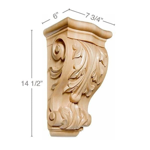 Large Acanthus Corbel, 7 3/4''w x 14 1/2''h x 6''d Carved Corbels White River Hardwoods