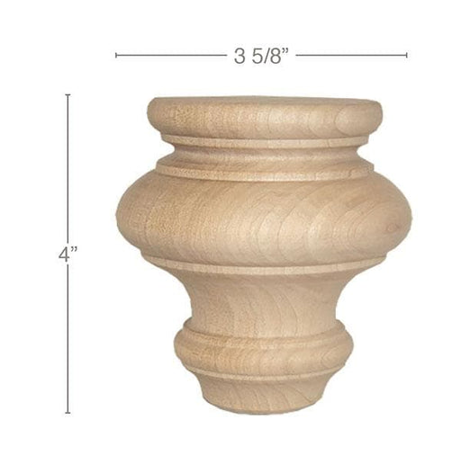 Classic Round Bun Foot, 3 5/8"dia x 4"h Carved Bun feet White River Hardwoods