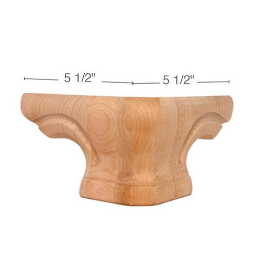 Rounded Corner Pedestal Foot, 5  1/2"sq. x 4"h Carved Feet White River Hardwoods