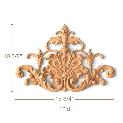 Acanthus Plume Center, 15 3/4"w x 10 5/8"h x 1"d Carved Onlays White River Hardwoods   