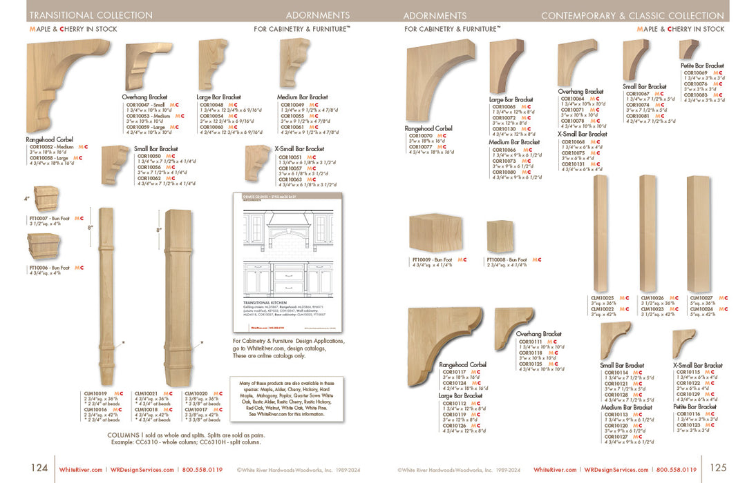 Contemporary Large Bar Bracket Corbel, 1 3/4"w x 12"h x 8"d Carved Corbels White River Hardwoods