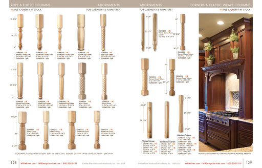Plain Classic Half Column, 1 Pair, 35 1/4" Carved Columns White River Hardwoods