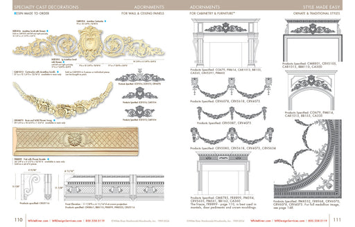 Cartouche with Acanthus Scrolls, 5 Pieces, Resin, 51”w x 12 1/4”h x 15/16”d Resin Onlays White River Hardwoods