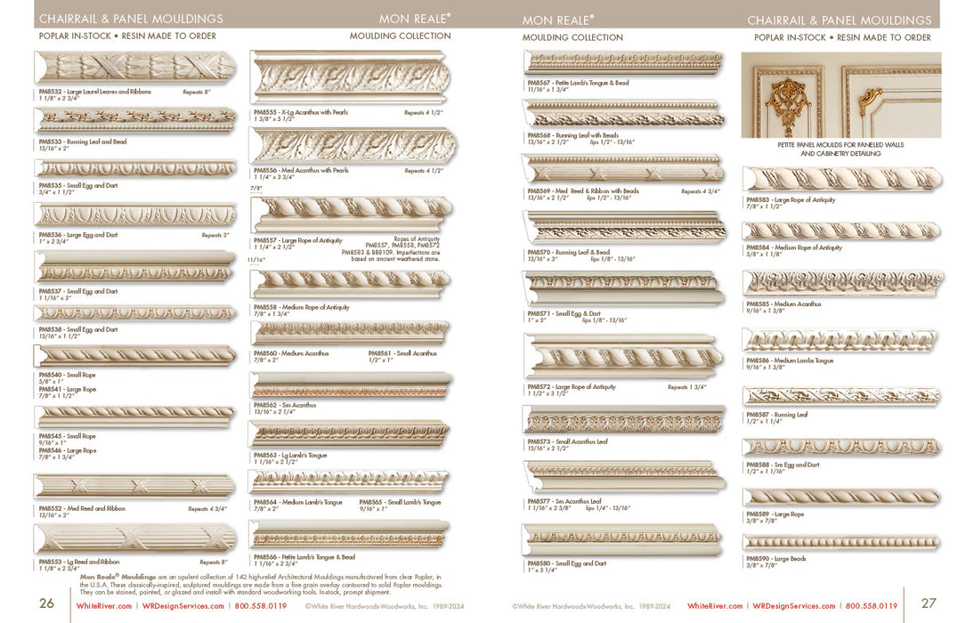 9/16 X 1-3/8 Medium Acanthus Mon Reale, Poplar Panel Mouldings White River Hardwoods