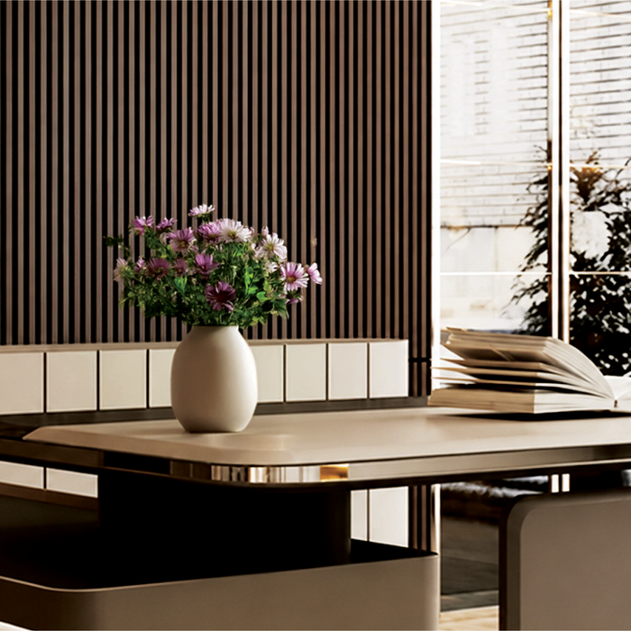 Natural Walnut – Varnished Acoustic Panel – 1" Slat Width – 12 1/2" × 94-1/2" – Sold 2 per Carton Acoustic Slat Panel White River Hardwoods