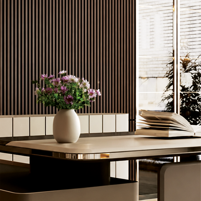 Natural Walnut – Varnished Acoustic Panel – 1-1/2" Slat Width – 12-1/2" × 94-1/2" – Sold 2 per Carton Acoustic Slat Panel White River Hardwoods