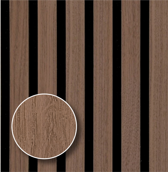 Natural Walnut – Varnished Acoustic Panel – 1-1/2" Slat Width – 12-1/2" × 94-1/2" – Sold 2 per Carton Acoustic Slat Panel White River Hardwoods