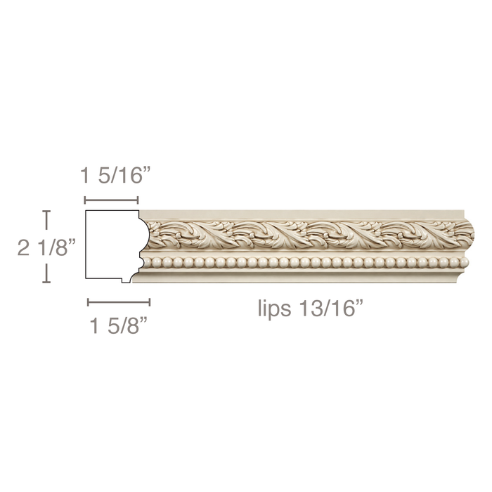 Running Leaf & Bead, 2 1/8"w x 1 5/8" (lips 13/16) Backbands White River Hardwoods Poplar