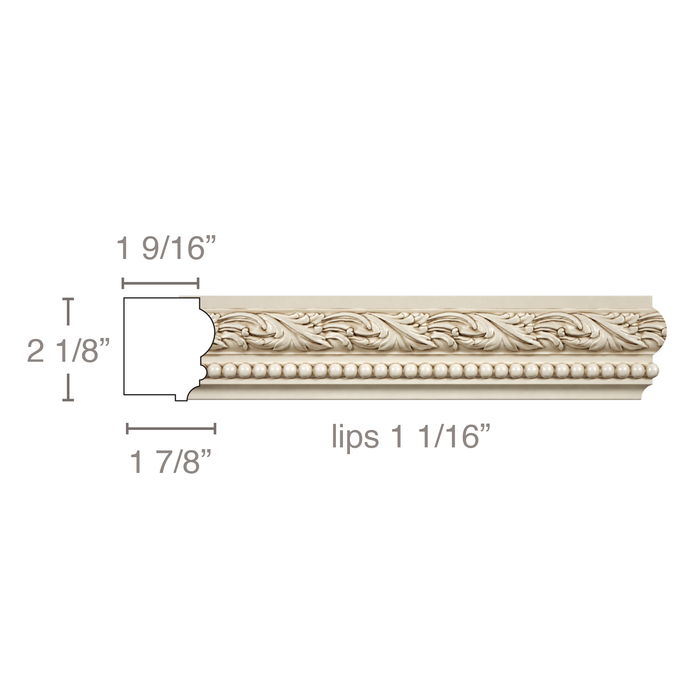 Running Leaf & Bead, 2 1/8"w x 1 7/8"d ( lips 1 1/16 ) Backbands White River Hardwoods Poplar