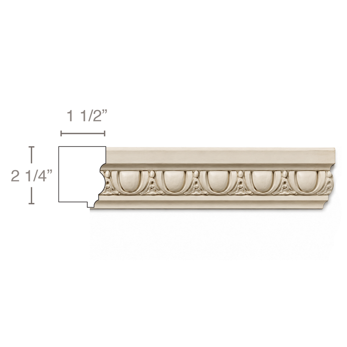 Egg & Dart Backband, 2 1/4"w x 1 1/2" ( lips 13/16) Backbands White River Hardwoods Poplar