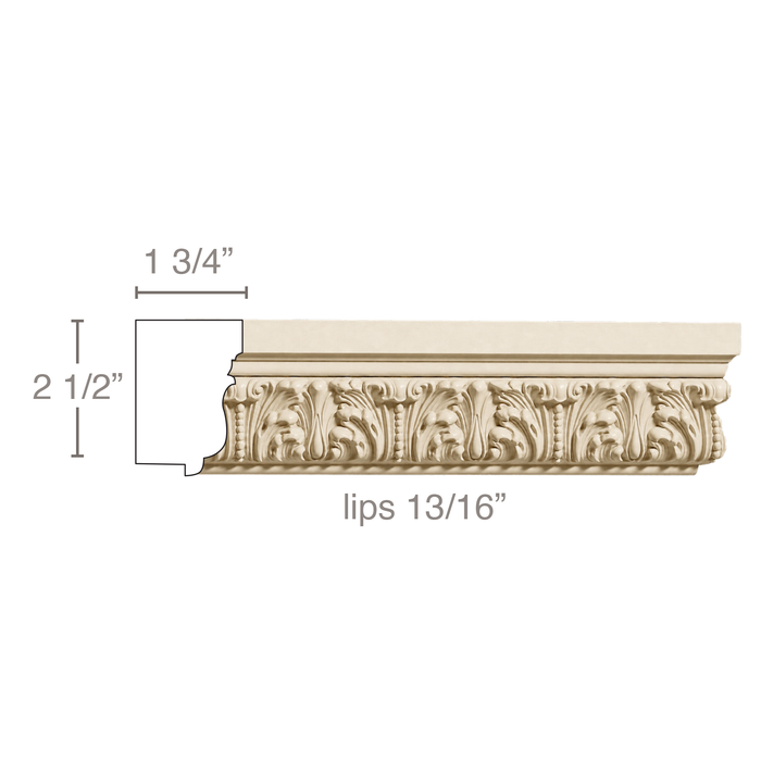 Petite Acanthus Leaf (Repeats 2 7/8, 2 1/2''w x 1 3/4''d, lips 13/16 Backbands White River Hardwoods