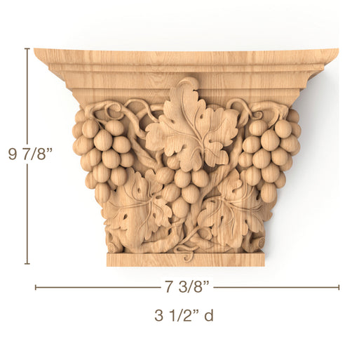 Vineyard Capital, 7 3/8"w x 9 7/8"h x 3 1/2"d, SPECIAL ORDER (3-6 Weeks) Carved Capitals White River Hardwoods   