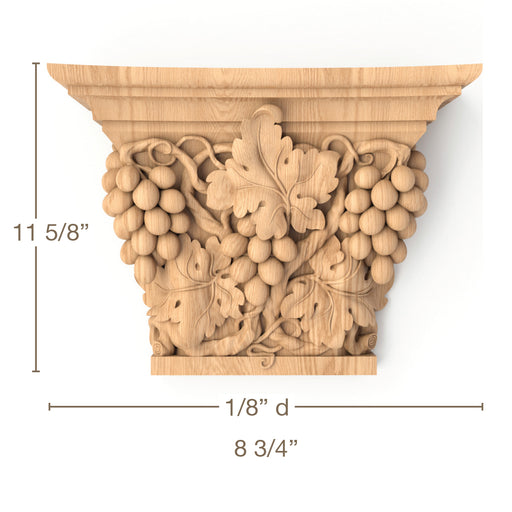 Vineyard Capital, 8 3/4"w x 11 5/8"h x 4 1/8"d, SPECIAL ORDER (3-6 Weeks) Carved Capitals White River Hardwoods   