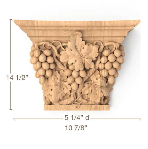 Vineyard Capital, 10 7/8"w x 14 1/2"h x 5 1/4"d, SPECIAL ORDER (3-6 Weeks) Carved Capitals White River Hardwoods   