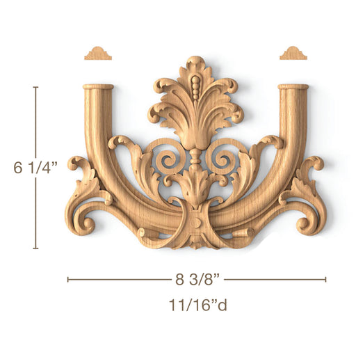 Bellflower with Tendrils, Cartouche, 8 3/8"h x 6 1/4"w x 11/16"d Carved Cartouche White River Hardwoods 8 3/8"h x 6 1/4"w x 11/16"d Beech 