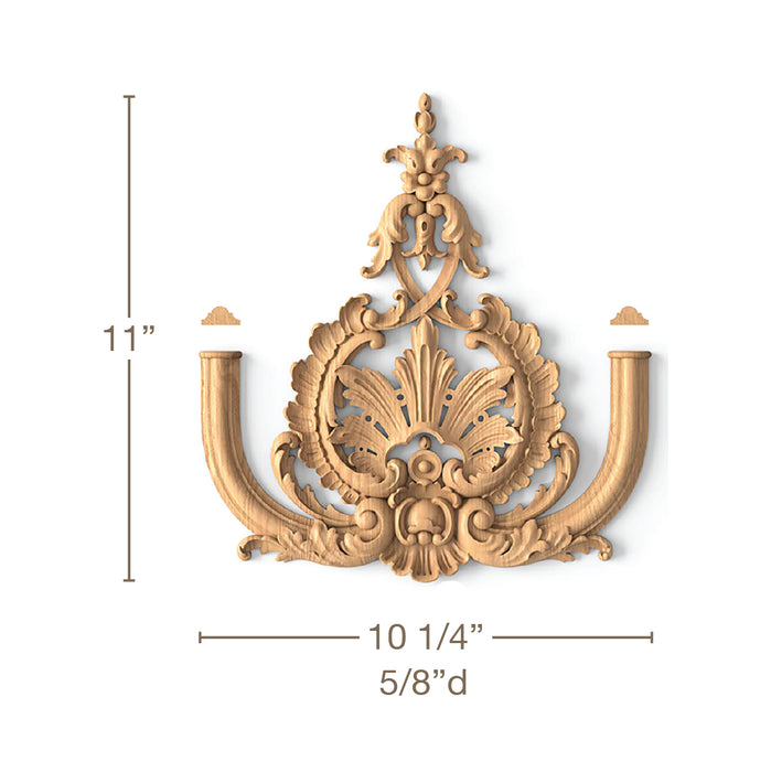 Plume Filigree with Scrolls, 10 1/4"h x 18 1/2"w x 5/8"d, Top and Bottom, SPECIAL ORDER ITEM: 3-6 Weeks Carved Onlays White River Hardwoods 10 1/4"h x 11"w x 5/8"d - Bottom - Special Order Beech 