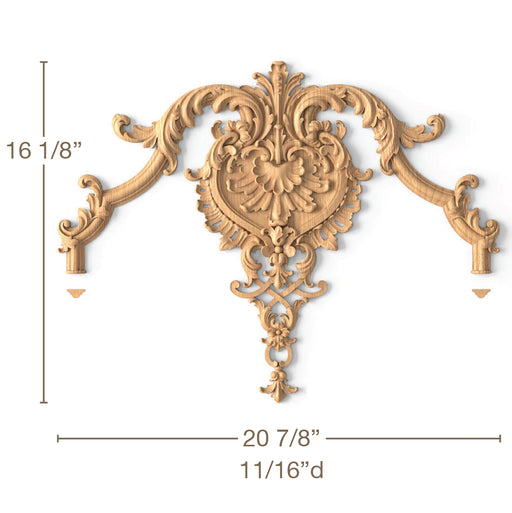 Fanciful Filigree with Shells & Acanthus Scrolls, 20 7/8’h x 16 1/8"w x 11/16"d, Top and Bottom, SPECIAL ORDER ITEM: 3-6 Weeks Carved Onlays White River Hardwoods 20 7/8’h x 16 1/8"w x 11/16"d - Top - Special Order Beech 