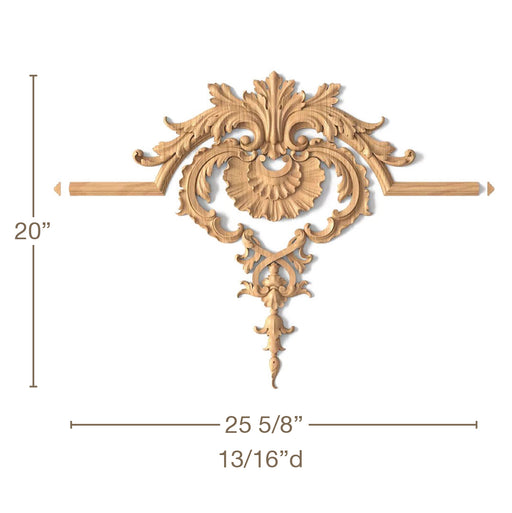 Cartouche Shell & Bellflowers, 25 5/8"w x 20"h x 13/16"d, Top and Bottom, SPECIAL ORDER ITEM: 3-6 Weeks Carved Cartouche White River Hardwoods 25 5/8"w x 20"h x 13/16"d - Top - Special Order Beech 