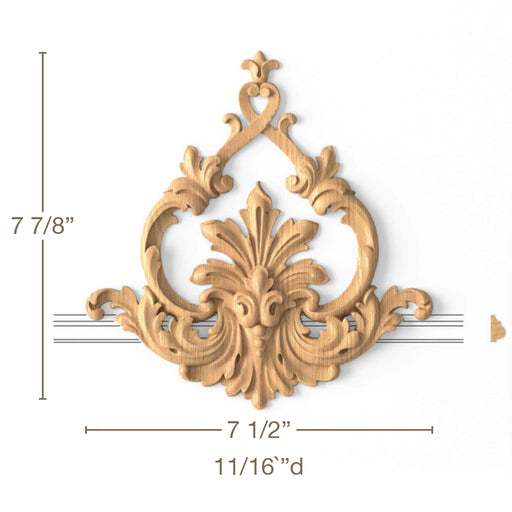 Cartouche with Acanthus, 7 1/2"w x 7 7/8"h x 11/16"d Carved Cartouche White River Hardwoods   