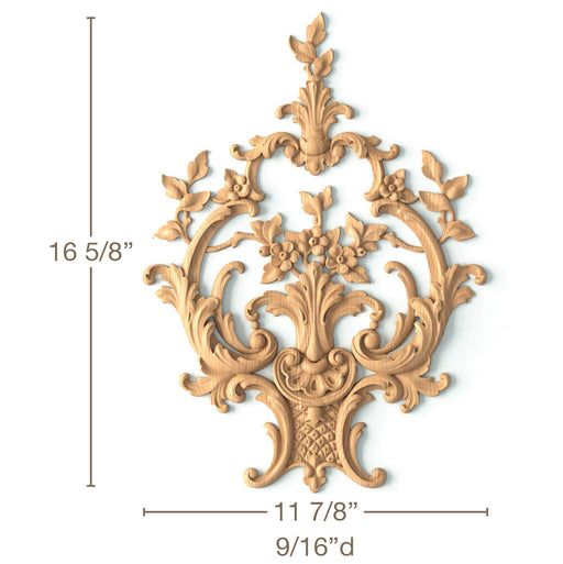 Center with Florals, 11 7/8"w x 16 5/8"h x 9/16"d Carved Onlays White River Hardwoods   