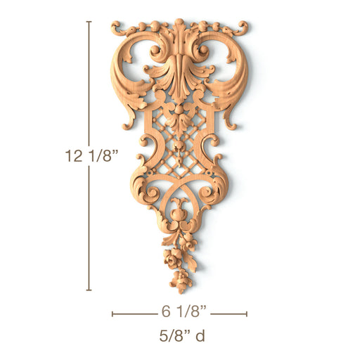 Acanthus Scrolls with Open Fret, 6 1/8"w x 12 1/8"h x 5/8"d Carved Onlays White River Hardwoods   