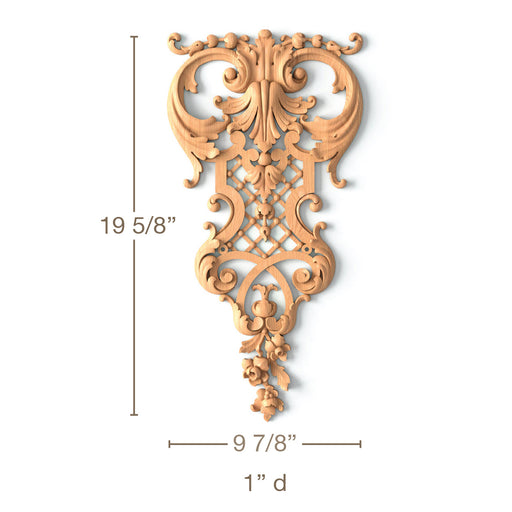 Acanthus Scrolls with Open FretFits CRE716, 9 7/8"w x 19 5/8"h x 1"d Carved Onlays White River Hardwoods   