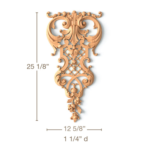 Acanthus Scrolls with Open Fret, 12 5/8"w x 25 1/8"h x 1 1/4"d, SPECIAL ORDER Carved Onlays White River Hardwoods   