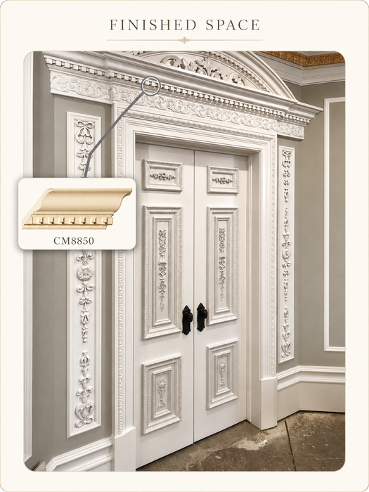 Large Dentil Crown (Dentil is overlay), 5 1/2''w x 13/16''d Cornice Mouldings White River Hardwoods