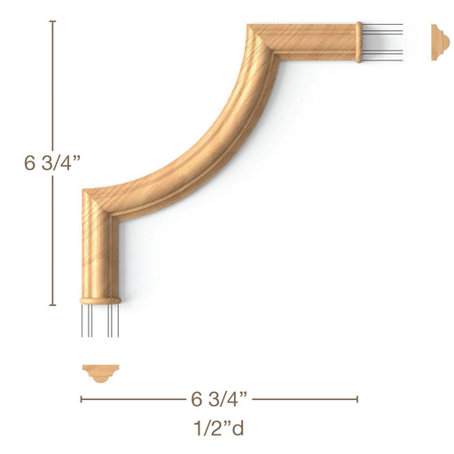 Radius Corners Set of 4, 6 3/4"w x 6 3/4"h x 1/2"d Carved Onlays White River Hardwoods 6 3/4"w x 6 3/4"h x 1/2"d Beech 