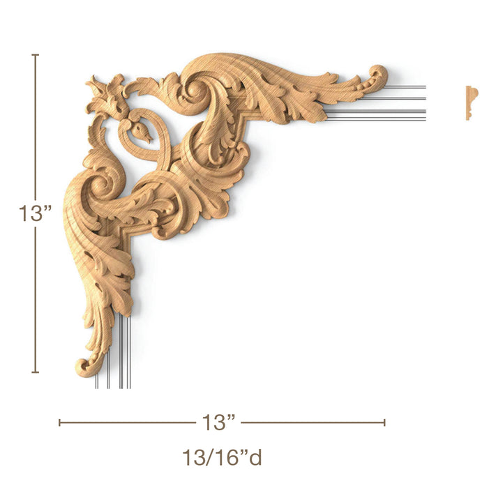 Acanthus Corners Pair, 13"w x 13"h x 13/6"d Carved Onlays White River Hardwoods   