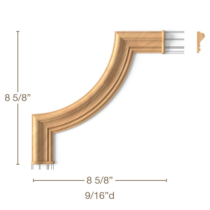 Radius Corners, Set of 4, 8 5/8"w x 8 5/8"h x 9/16"d Carved Onlays White River Hardwoods   