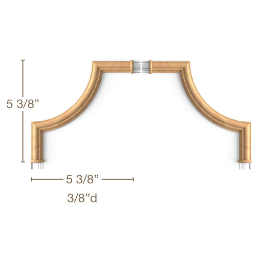 Radius Corners, Set of 4, 5 3/8"w x 5 3/8"h x 3/8"d Carved Onlays White River Hardwoods   