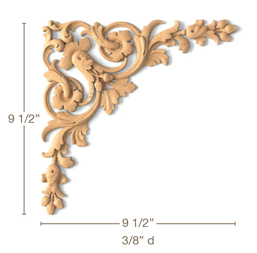 Baroque Corner Pair, 9 1/2"w x 9 1/2"h x 3/8"d Carved Onlays White River Hardwoods   