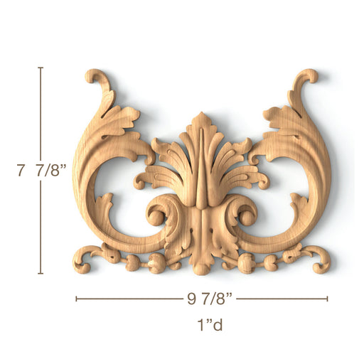 Scrolling Acanthus Crest Fits CEN554, 9 7/8"w x 7 7/8"h x 1"d, SPECIAL ORDER Carved Onlays White River Hardwoods   