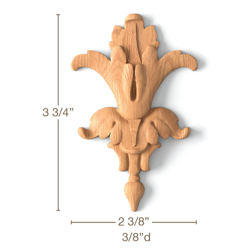 Bellflower DropSet of 4, 2 3/8"w x 3 3/4"h x 3/8"d Carved Onlays White River Hardwoods   