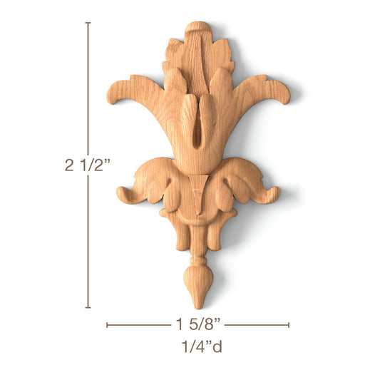 Bellflower DropSet of 4, 1 5/8"w x 2 1/2"h x 1/4"d Carved Onlays White River Hardwoods   