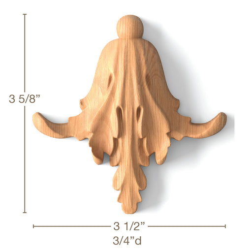 Folded Acanthus Leaf DropSet of 4, 3 1/2"w x 3 5/8"h x 3/4"d Carved Onlays White River Hardwoods   