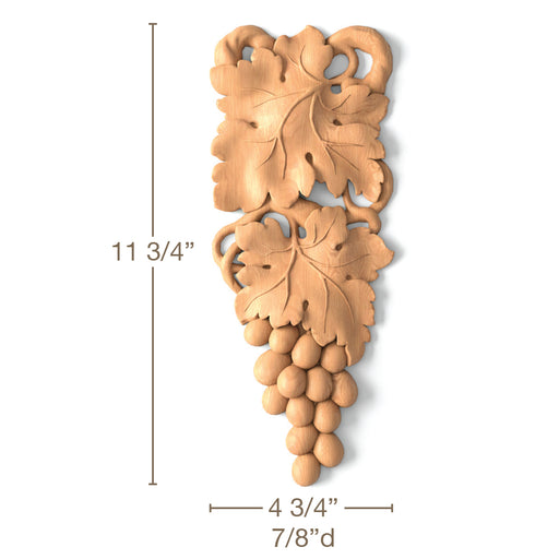 Vineyard Drop Pair, 4 3/4"w x 11 3/4"h x 7/8"d, SPECIAL ORDER (3-6 Weeks) Carved Onlays White River Hardwoods   