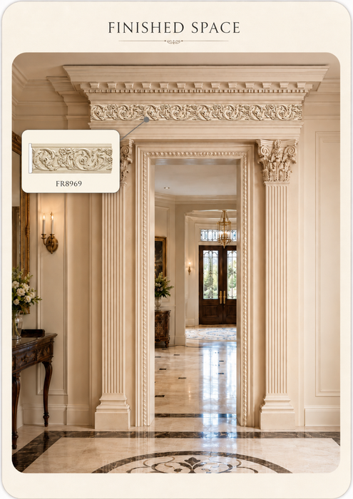 Rinceau Scrolls (Repeats 18 3/4), 7 1/2 x 1 1/16, MT = 7/8 Friezes White River Hardwoods