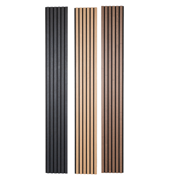 Matte Black Oak Acoustic Panel, Varnished Wood - Harmony Series - Sold 2 Panels Per Carton Acoustic Slat Panel White River Hardwoods