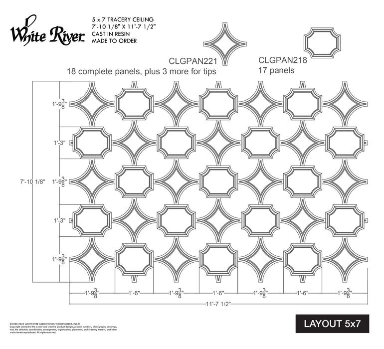 Coved Corner Tracery Panel, 18" x 15" x 1", 1 pair, Resin Tracery Panel White River Hardwoods