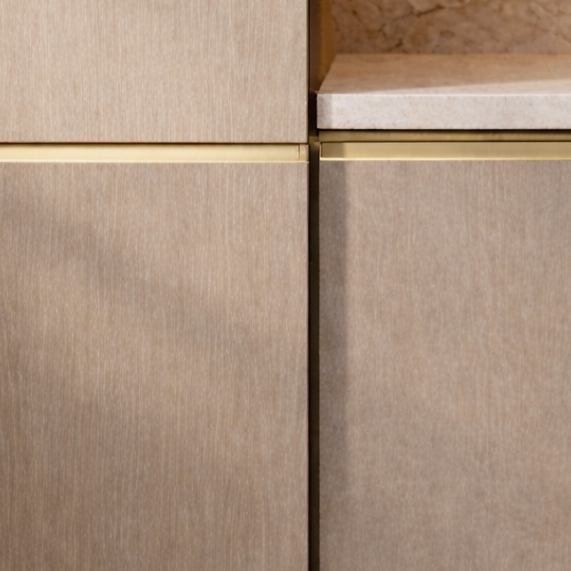 Metallic Trim Aluminum Bar, 72'' L x 3/4" W x 1/4'' T Metal Insert White River Hardwoods
