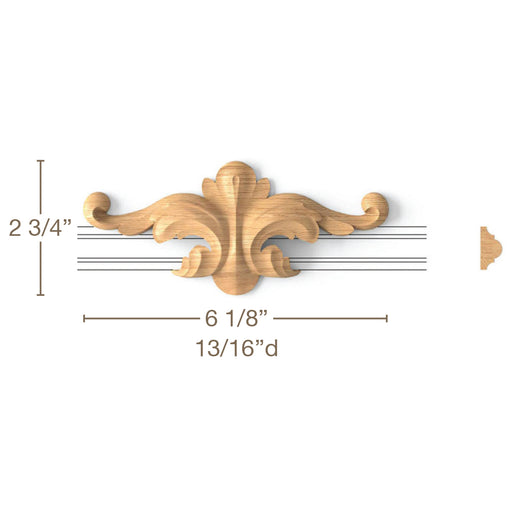 Acanthus Panel Center Pair, 6 1/8"w x 2 3/4"h x 13/16"d Carved Onlays White River Hardwoods   