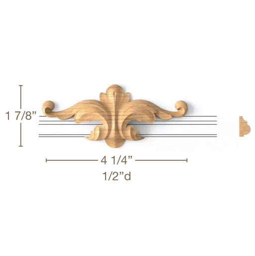 Acanthus Panel Center Pair, 4 1/4"w x 1 7/8’h x 1/2"d Carved Onlays White River Hardwoods   