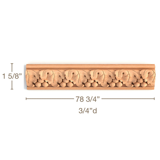 Vineyard Moulding, 78 3/4"w x 1 5/8"h x 3/4"d, SPECIAL ORDER (3-6 Weeks) Carved Mouldings White River Hardwoods   