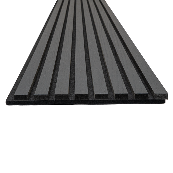 Matte Black Oak Acoustic Panel, Varnished Wood - Harmony Series - Sold 2 Panels Per Carton Acoustic Slat Panel White River Hardwoods